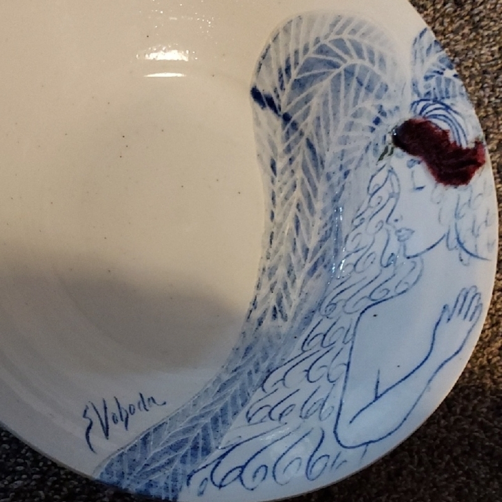 Vintage S Voboda Hand Drawn And Painted Pottery - Picture 2 of 5